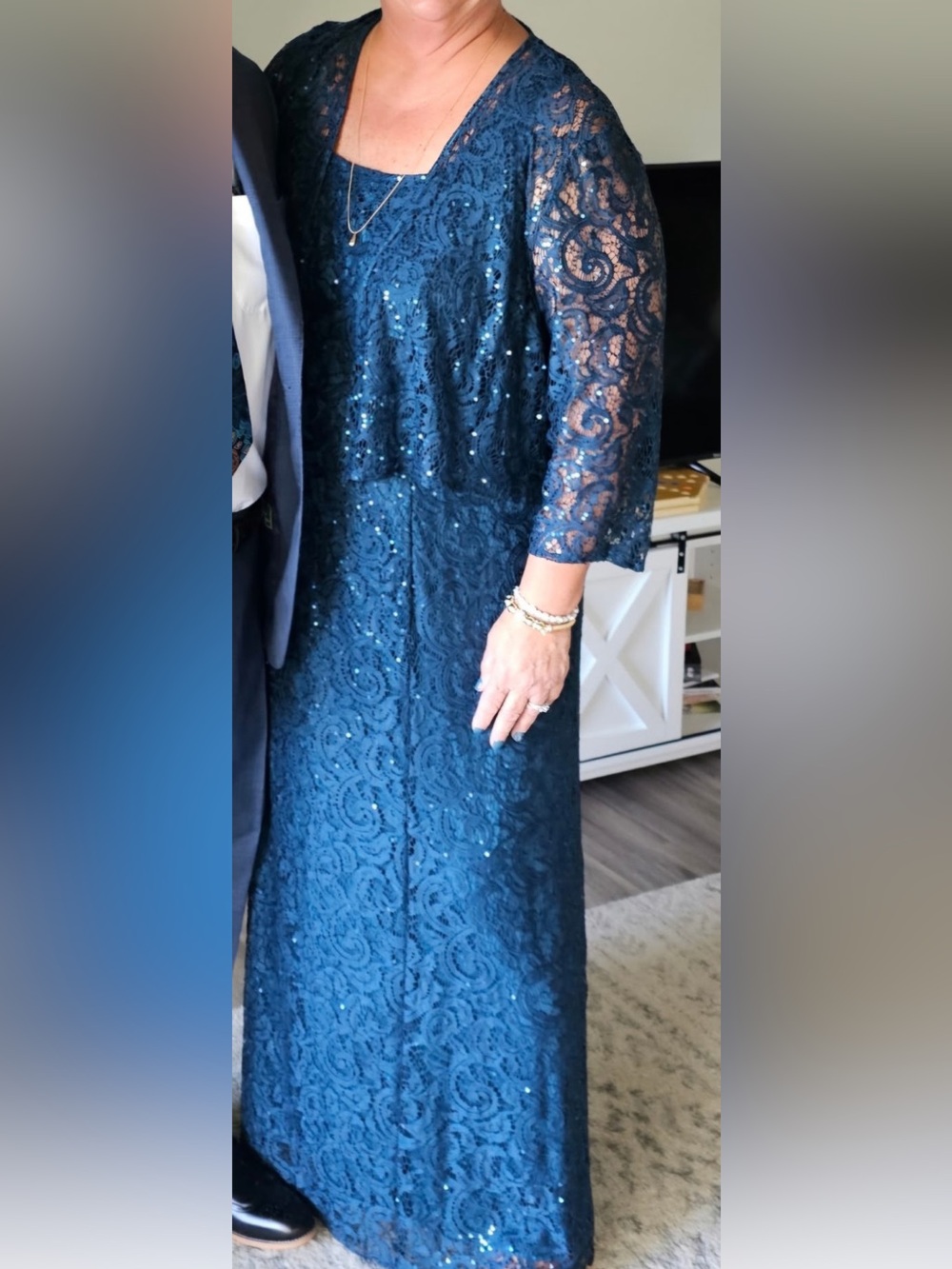 Alex Evenings Teal Lace Evening Dress Plus Size 22